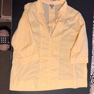 Ladies J.‎ Jill Yellow 3/4 Sleeve A-Line Tunic Size Large Cotton/Rayon Pre-owned